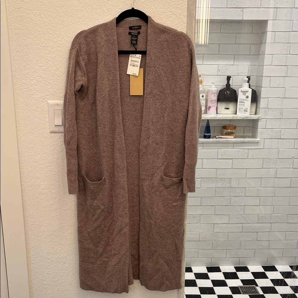 Halogen Taupe Open Front Cardigan